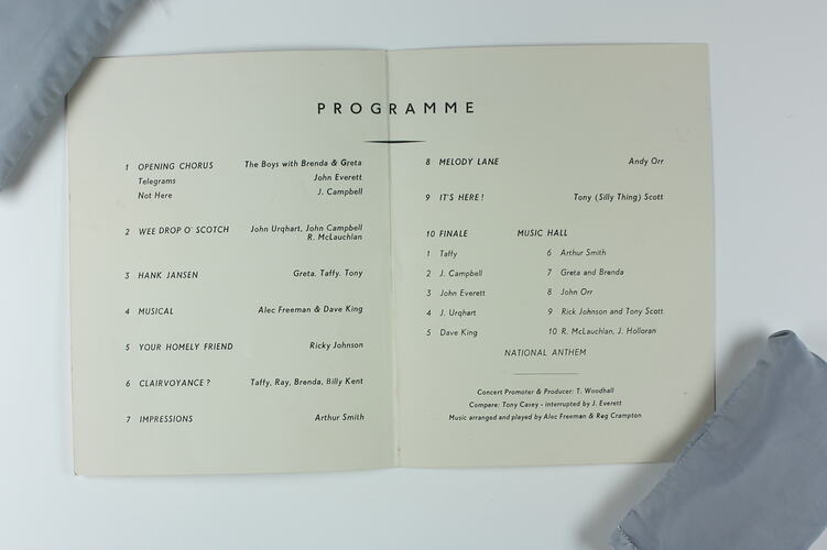Programme - Variety Hour, SS Orion, 13 Jan 1956