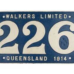 Locomotive Builders Plate - Walkers Ltd, Maryborough, Queensland, 1914