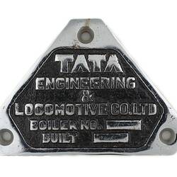Locomotive Builders Plate - Tata Engineering & Locomotive Co. Ltd, India