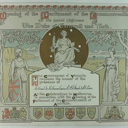 Invitation - To Mr W. A. Brahe & Mrs Peipers, Opening of the Parliament of the Commonwealth of Australia, Melbourne, May 1901