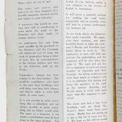 Bulletin - Kodak Australasia Pty Ltd, 'Kodak Works Bulletin', Vol 1, No 1, May 1923, Page 2