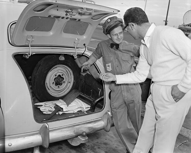 Two Men with Motor Car, Melbourne, Victoria, Aug 1958