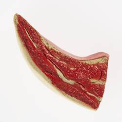 Red and white steak miniature model.