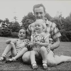 Digital Photograph - Ernest Martin Haurwitz With His Children Ede & Steven Horton, Cotter Dam, Canberra, 1959