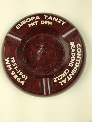HT 55192, Ashtray - 'Continental Reading Circle 1951-1961', 1961 (MIGRATION), Object, Proposed