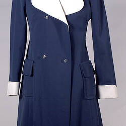 Coat Dress - Prue Acton, Mini, Navy and White, 1965