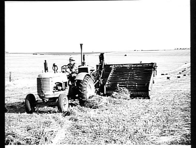 NO. 2. PICKUP BALER & 102 JR. BALING FROM WINDROWS. AS ABOVE.