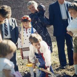 Digital Image - Digging Foundation Stone of St Basil's Monastery, North Melbourne, circa 1986