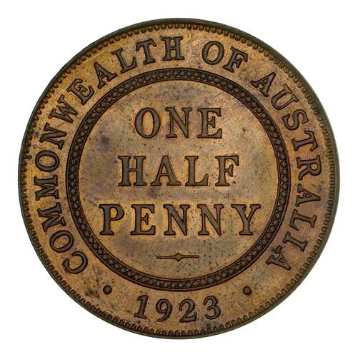 Proof Coin - Halfpenny, Australia, 1923, photographed by Museums Victoria