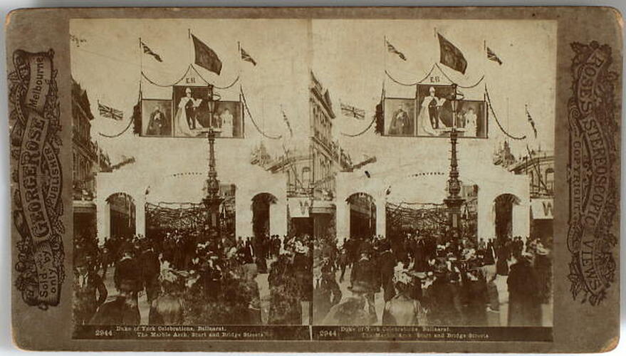 Stereograph - Marble Arch, Ballarat, Federation Celebrations, 1901