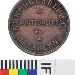 Token - 1 Penny, Edward De Carle & Co, Auctioneers, &c., Melbourne, Victoria, Australia, 1855