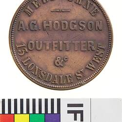Token - 1 Penny, A.G. Hodgson, Outfitter & Tailor, Melbourne, Victoria, Australia, 1862