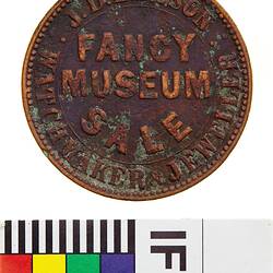 Token - 1 Penny, J.D. Leeson, Watchmaker & Jeweller, Fancy Museum, Sale, Victoria, Australia, 1862