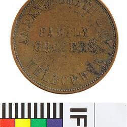 Token - 1 Penny, Annand, Smith & Co, Melbourne, Victoria, Australia, 1849
