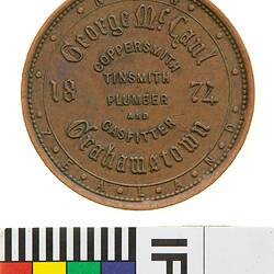 Token - 1 Penny, George McCaul, Grahamstown, New Zealand, 1874