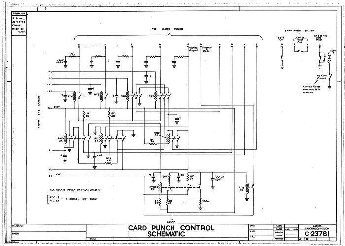 DR1415 CARD PUNCH CONTROL SCHEMATIC C23781