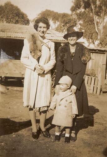 Digital Photograph - Two Women & Small Boy, Dressed for Outing, Blackburn, 1943