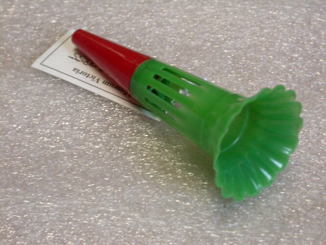 Christmas Decoration - Trumpet, Red and Green Plastic, circa 1950s