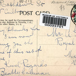 1912 postcard sent to Royal Mint
