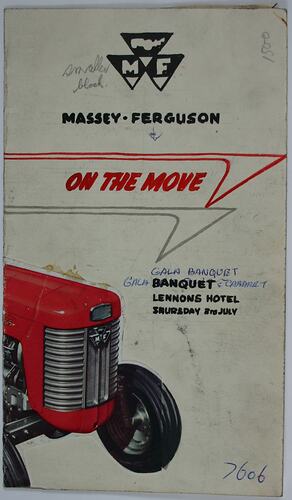 Draft Program - Massey Ferguson, 'On the Move', Gala Banquet Menu & Cabaret