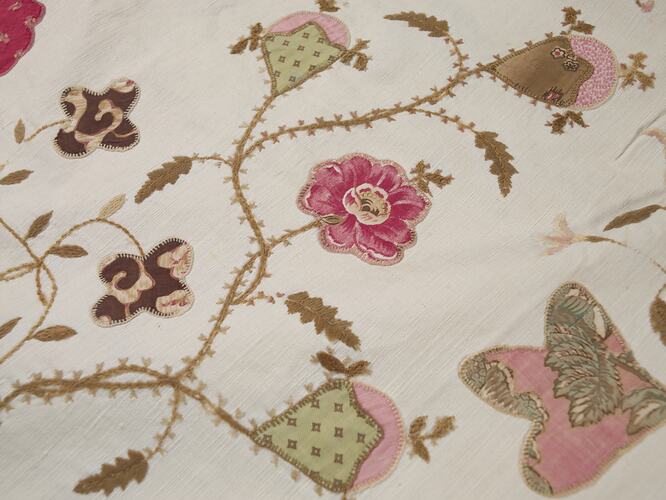 Detail of floral quilt applique.