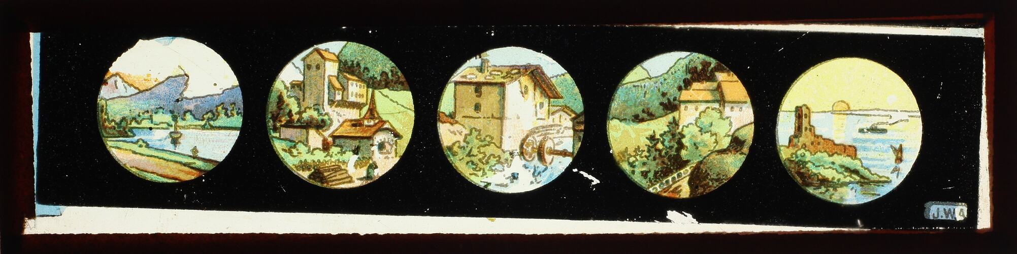 Lantern Slide - Five Landscapes, Panorama Slide, 1860-1920