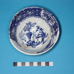 Tea Cup - Whiteware, Blue transfer-printed, Classical Scene, Copeland, England, Stoke-on-Trent,1847-1867 (Fragment, Flawed)