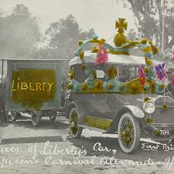 Postcard - 'Queen of Liberty's Car', Alexandra, 9 Apr 1917