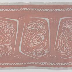 Place Mat - John Rodriquez, First Peoples Appropriated Design, Pink on White, circa 1950s