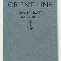 Blue paper ticket holder issued by Orient Line.