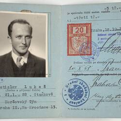 Driver's Licence - Issued to Bretislav Lukes, Czechoslovakia,  18 Oct 1948