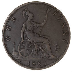 Coin - Penny, Queen Victoria, Great Britain, 1883 (Reverse)