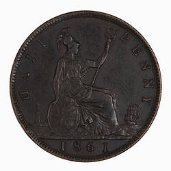 Coin - Halfpenny, Queen Victoria, Great Britain, 1861