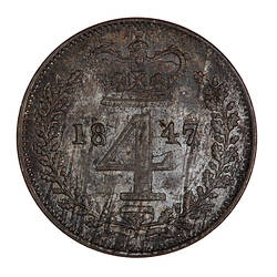 Coin - Groat Maundy, Queen Victoria, Great Britain, 1847 (Reverse)