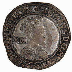 Coin - Shilling, James I, England, Great Britain, 1604-1605 (Obverse)