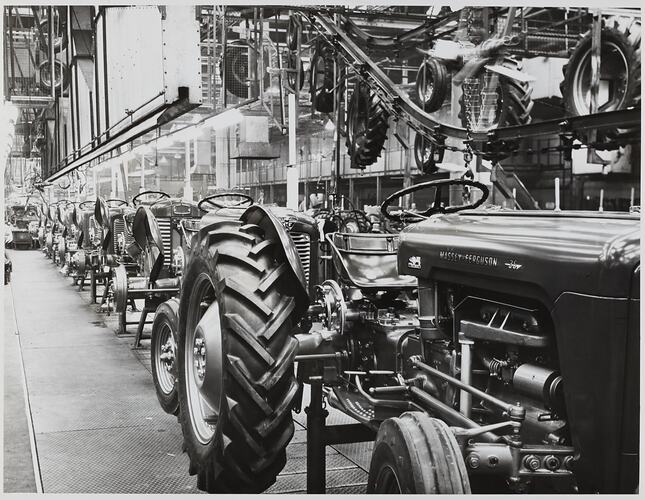 Photograph - Massey Ferguson, Tractors Nearing Completion on Production Line, Banner Lane, Coventry, England, 28 Mar 1961