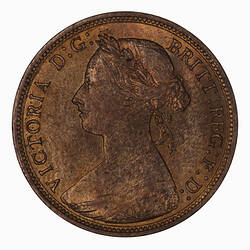 Coin - Halfpenny, Queen Victoria, Great Britain, 1882 (Obverse)