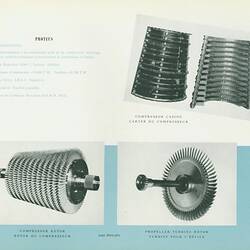 Page from a printed booklet showing engine parts.