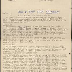 Letter - Acceptance as a Commonwealth Nominee, 1956