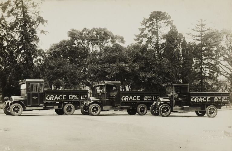 Photograph - Brockway Motors Ltd, Fleet of Three Trucks, Sydney, New South Wales, circa 1920