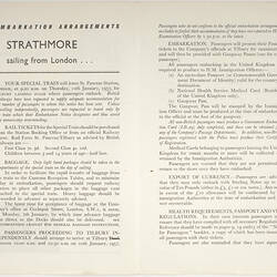 Leaflet - P&O Embarkation Notice, 10/01/1957