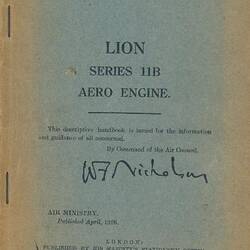Technical Manual - His Majesty's Stationery Office, 'Air Publication 882, (Napier) Lion Series IIB Aero Engine', 1926