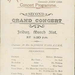 Concert Programme - 'Canadian-Australian Line, R.M.S. "Makura", Concert Programme', enroute Sydney, Australia to Vancouver, Canada, 1911