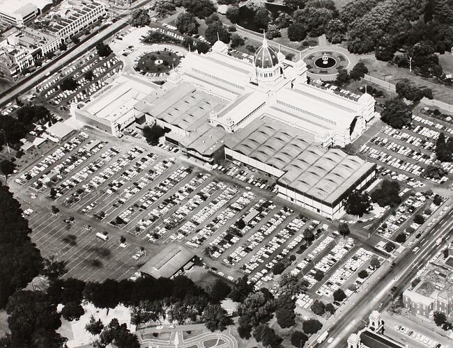 Photograph - Aerial View of the Exhibition Building from North West, Melbourne, 1973