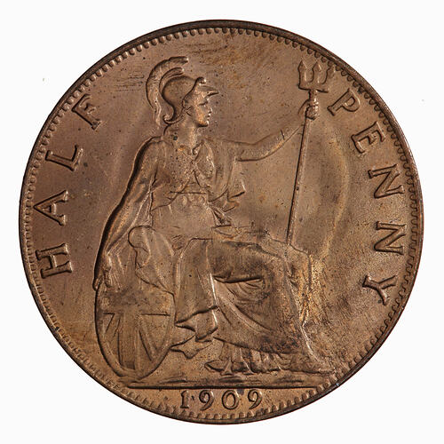 Coin - Halfpenny, Edward VII, Great Britain, 1909 (Reverse)