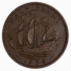 Coin - Halfpenny, Elizabeth II, Great Britain, 1958 (Reverse)