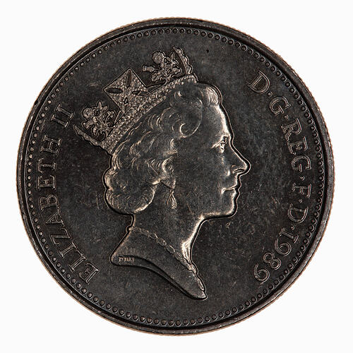Coin - 5 Pence, Elizabeth II, Great Britain, 1989 (Obverse)