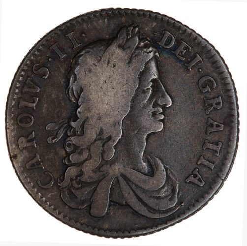 Coin - Shilling, Charles II, Great Britain, 1663 (Obverse)