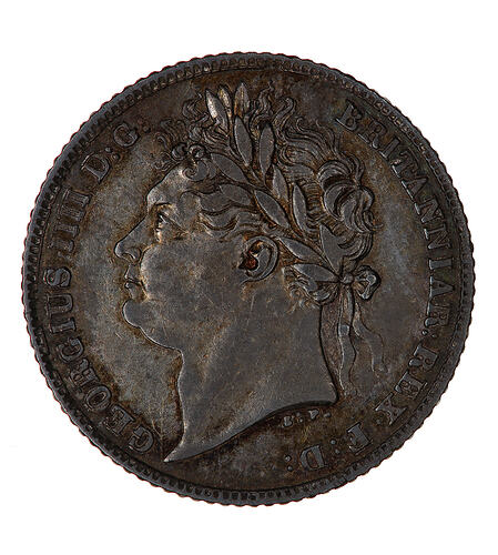 Coin - Sixpence, George IV, Great Britain, 1824 (Obverse)