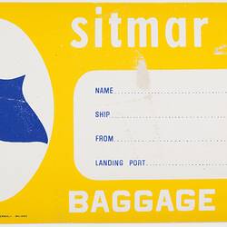 Baggage Label - Sitmar Line, Baggage Room, circa 1950s